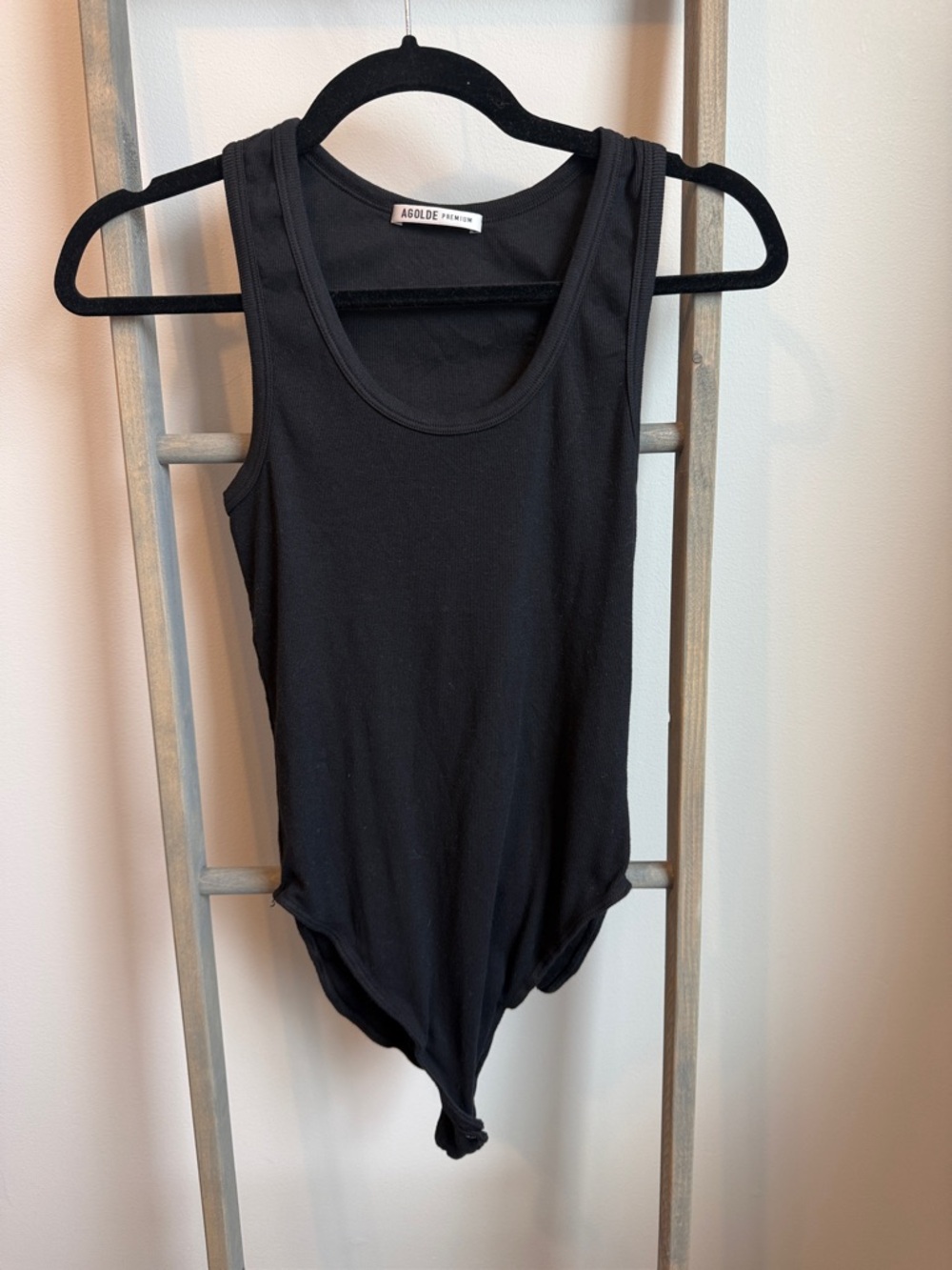 Agolde Black Sleeveless Scoop-Neck Bodysuit